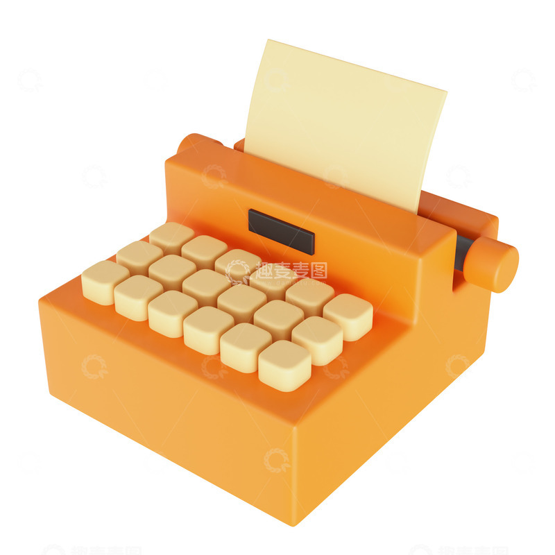 源文件下载【趣麦麦图】3D立体打字机边框元素