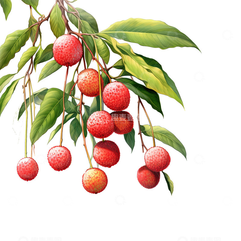 高清大图下载【趣麦麦图】枝头荔枝边框装饰背景