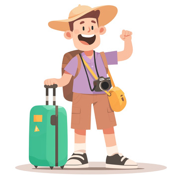 外出旅游人物卡通素材