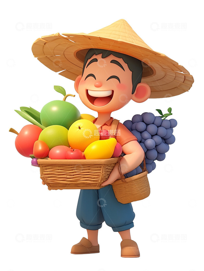 高清大图下载【趣麦麦图】-丰收的农民劳动节