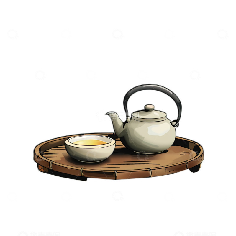 高清大图下载【趣麦麦图】喝茶茶壶茶杯茶具茶托