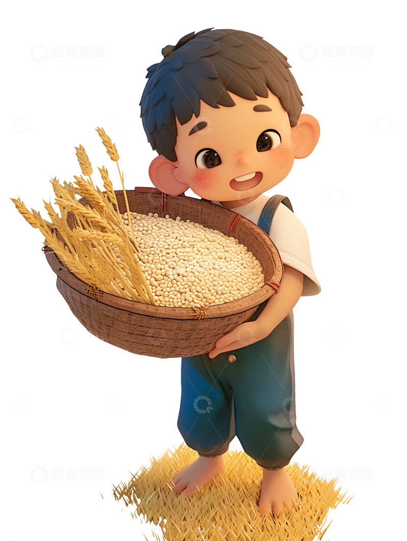 高清大图下载【趣麦麦图】-粮食丰收的农民劳动节