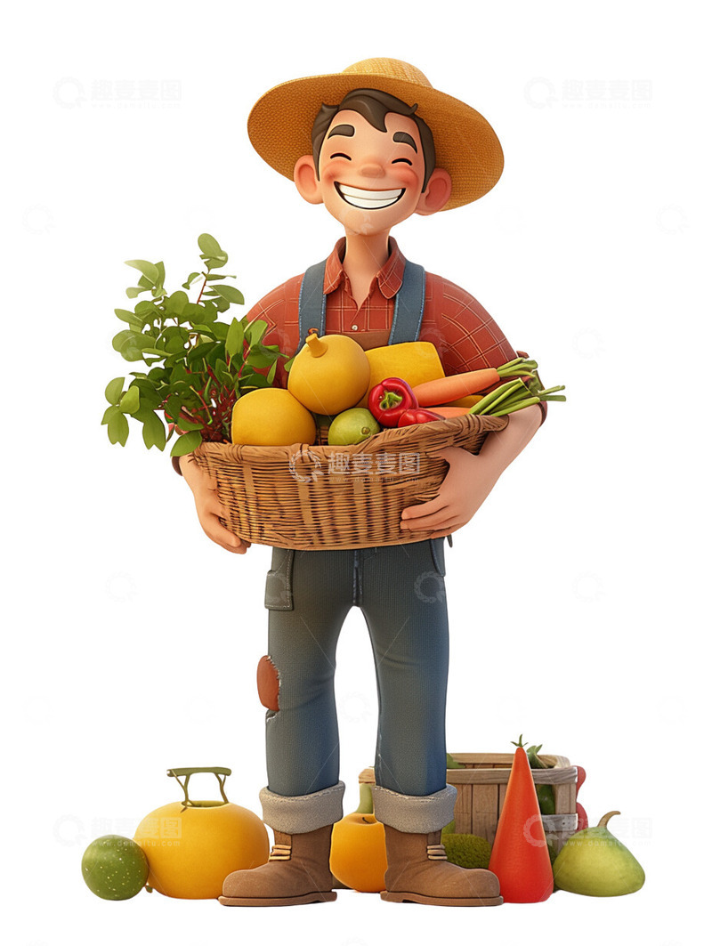 高清大图下载【趣麦麦图】-丰收的农民劳动节2