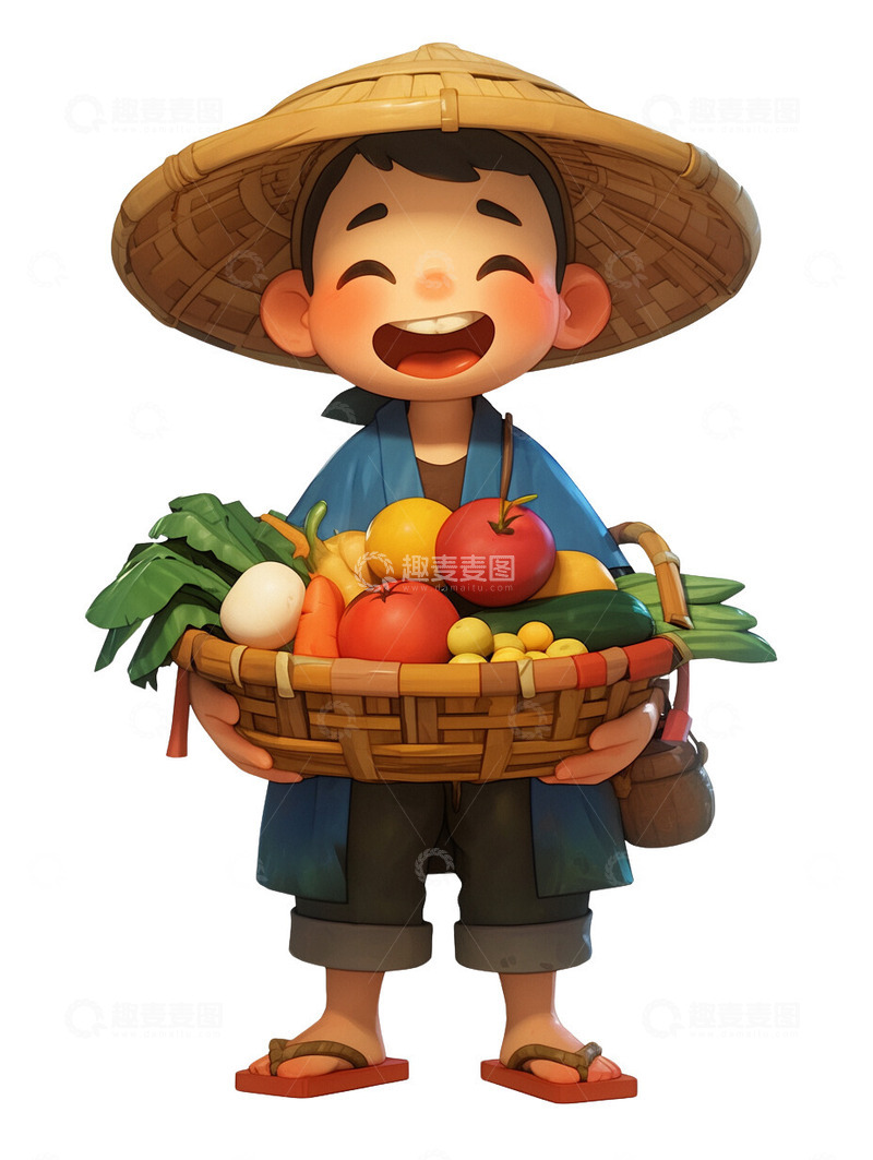 高清大图下载【趣麦麦图】-丰收的农民劳动节蔬菜