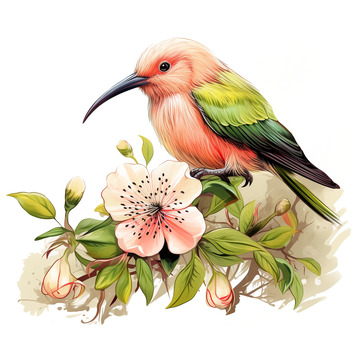 多彩花鸟装饰元素