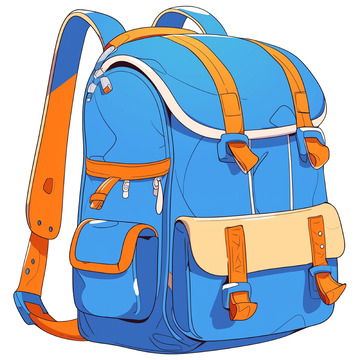 学生书包卡通插画风格