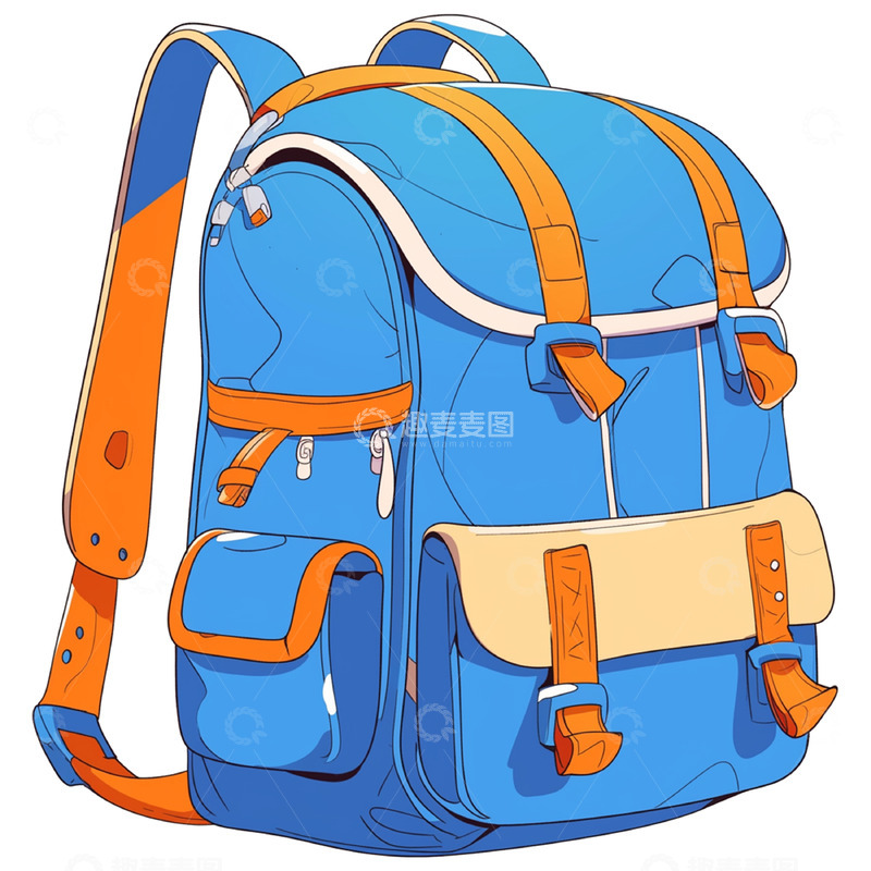 高清大图下载【趣麦麦图】学生书包卡通插画风格
