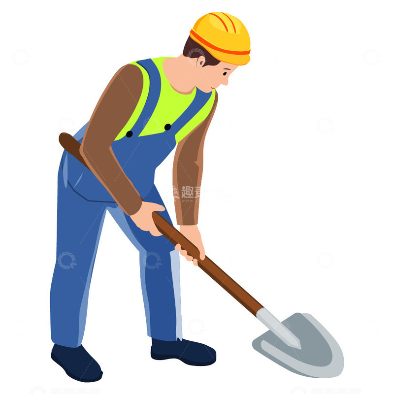 源文件下载【趣麦麦图】劳动节拿铁锹工作的工人