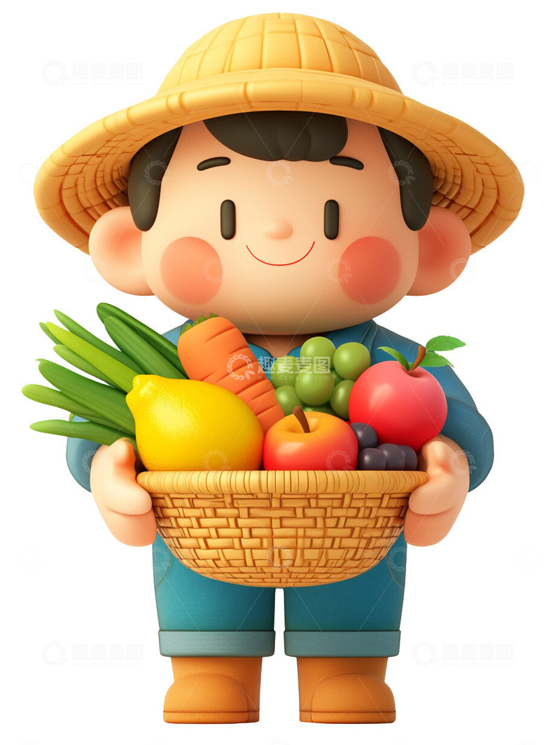 高清大图下载【趣麦麦图】丰收的农民劳动节蔬果