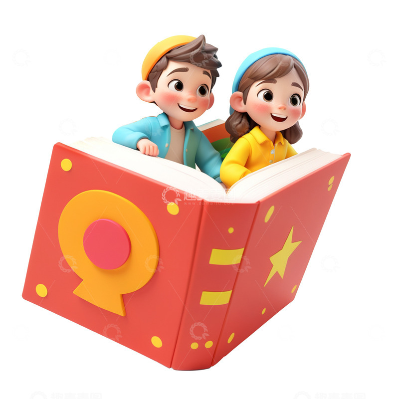 趴在书本上的男孩女孩