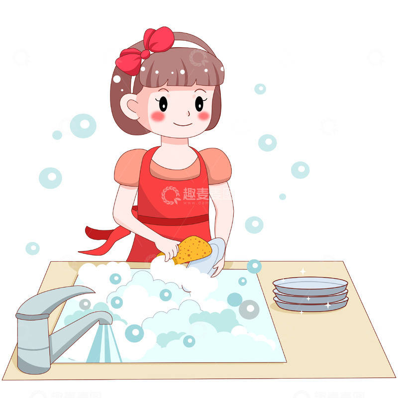 五一劳动节洗完手绘插画