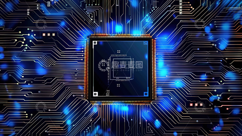 高清大图下载【趣麦麦图】芯片未来科技智能传输蓝色背景