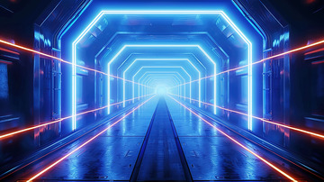 科技商务空间大门蓝色背景