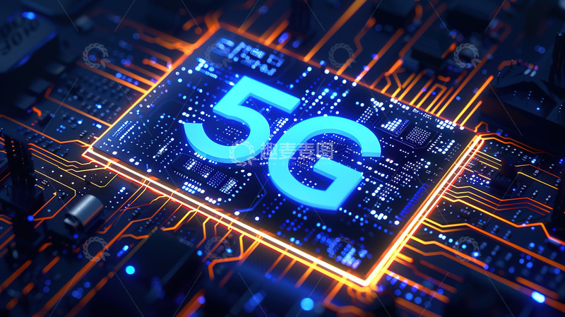 高清大图下载【趣麦麦图】5G智能芯片数据传输蓝色背景