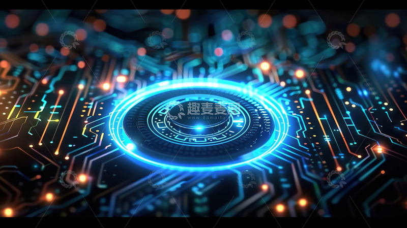 高清大图下载【趣麦麦图】蓝色商务未来数据网络科技芯片背景