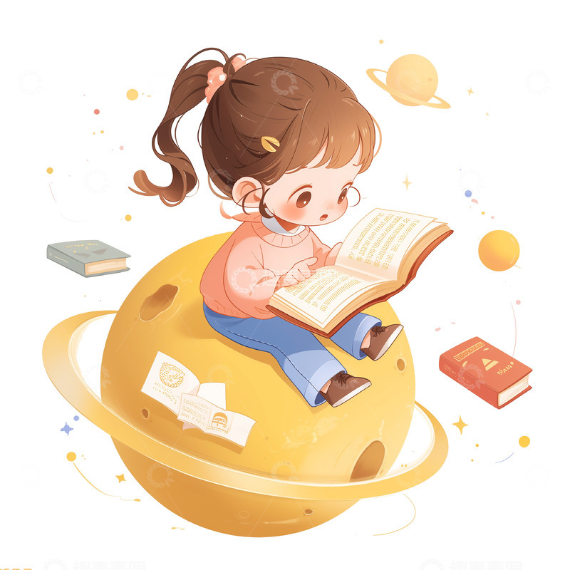 阅读知识的宇宙卡通素材