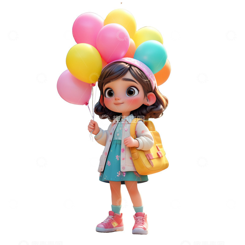 高清大图下载【趣麦麦图】拿着气球的女孩