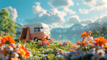 3D户外露营旅行背景