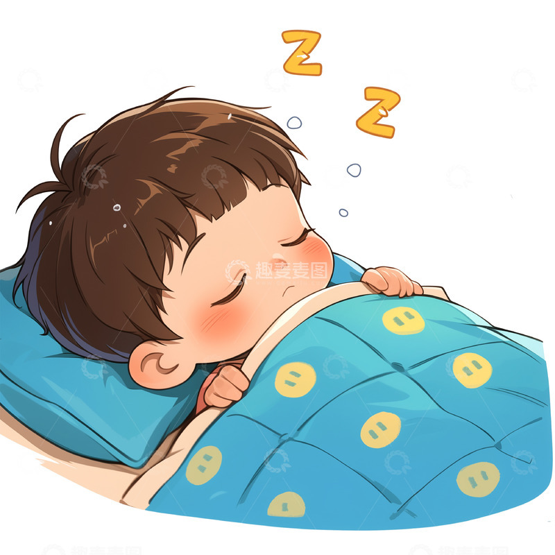 高清大图下载【趣麦麦图】卡通风格安稳睡觉的小男孩