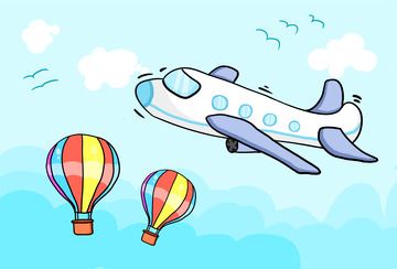 飞机 热气球 鸟 背景