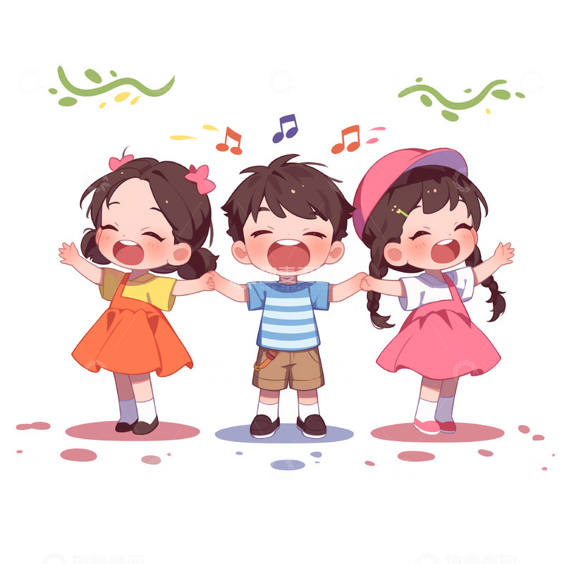 高清大图下载【趣麦麦图】卡通风格少儿合唱素材