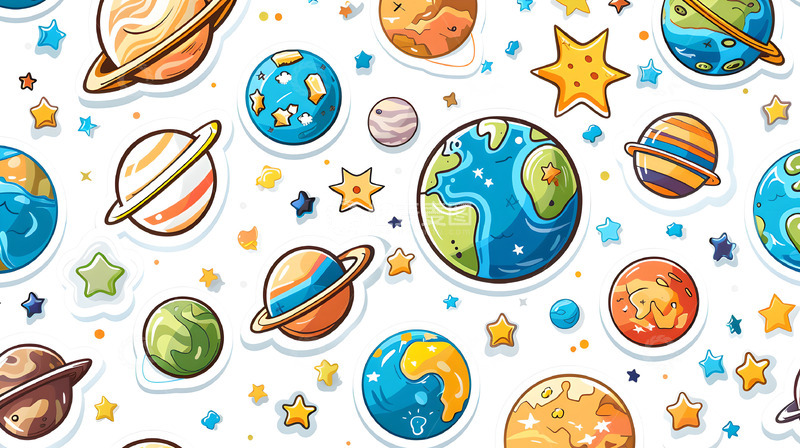 高清大图下载【趣麦麦图】童趣地球星球图案背景