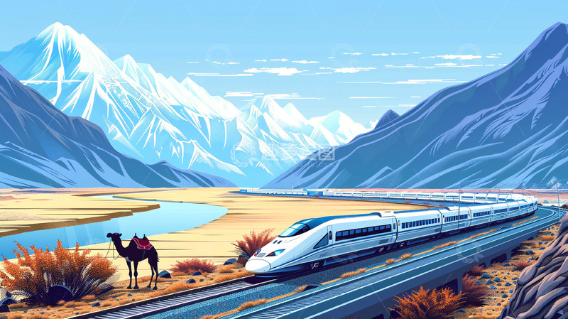 高清大图下载【趣麦麦图】穿越沙漠沙漠探险插画