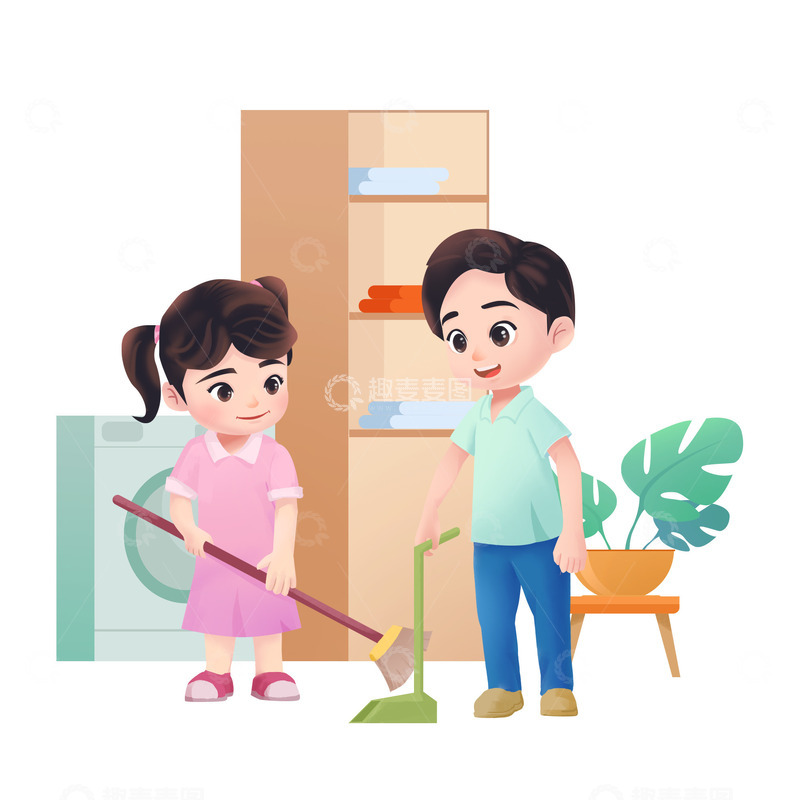 儿童劳动打扫卫生干家务