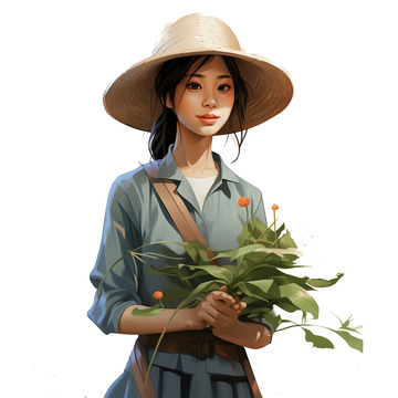 写实风采茶女劳动节人物形象