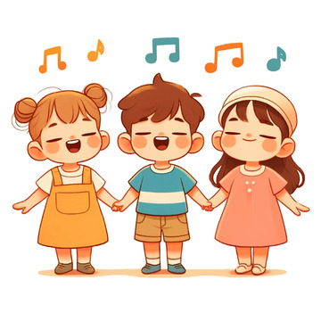 卡通少儿唱歌合唱素材