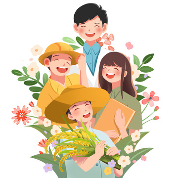 劳动节人物手绘插画