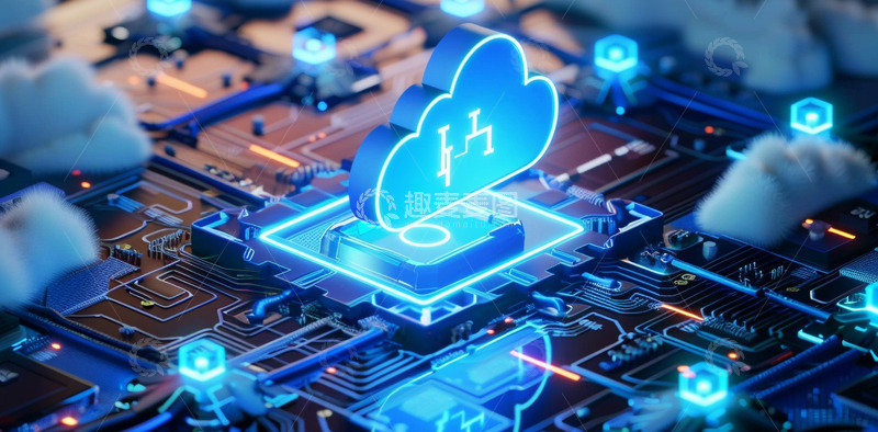 高清大图下载【趣麦麦图】发光蓝色科技通讯背景