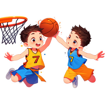 篮球选手竞技卡通插画风格