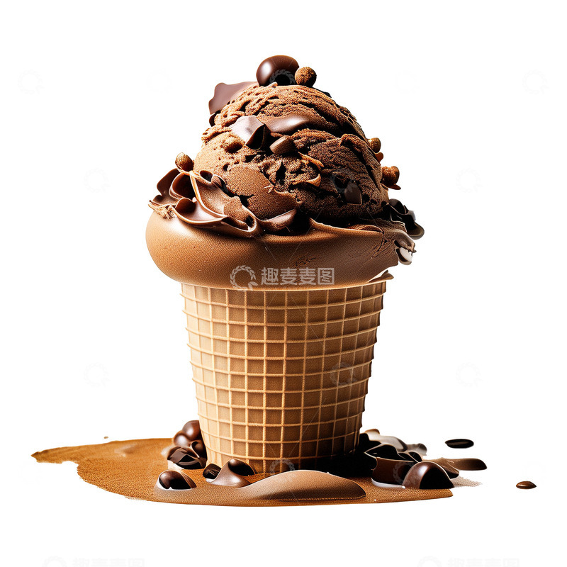 高清大图下载【趣麦麦图】甜筒冰淇淋巧克力冰淇淋