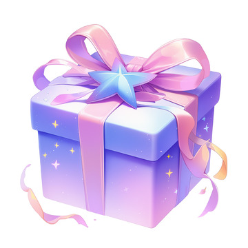 卡通风格紫色系礼品盒素材