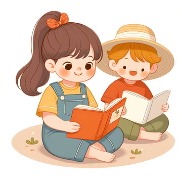 正在阅读的小朋友卡通风格