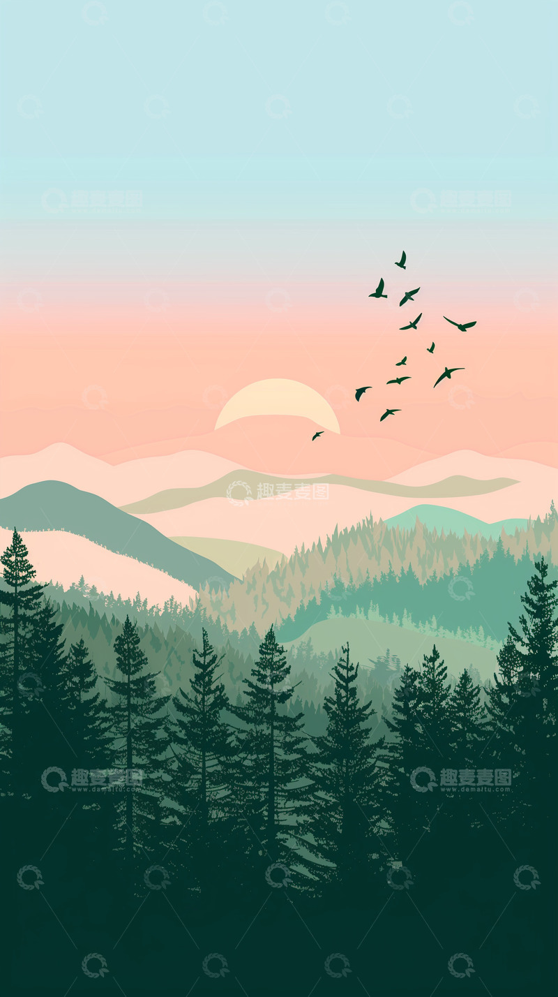 高清大图下载【趣麦麦图】扁平风矢量插画背景