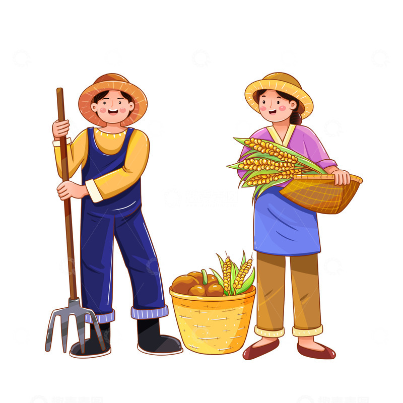 源文件下载【趣麦麦图】-丰收收获插画