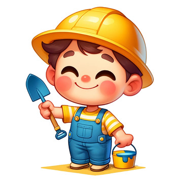 可爱建筑工人卡通职业人物素材