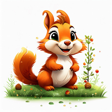 卡通松鼠可爱的小松鼠
