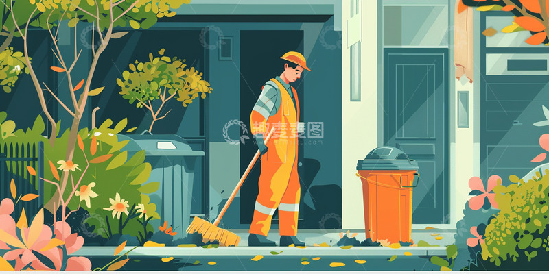 高清大图下载【趣麦麦图】劳动的清洁工