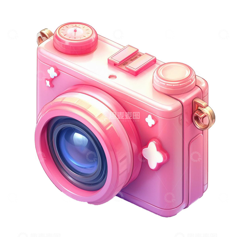 高清大图下载【趣麦麦图】粉色简约立体卡通相机