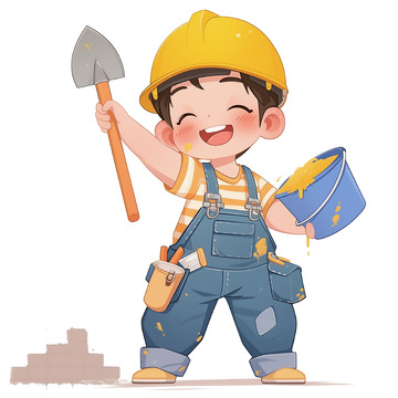 建筑工人卡通插画人物