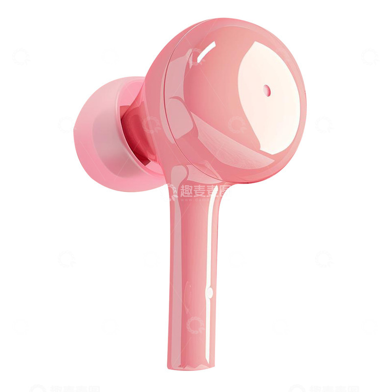 高清大图下载【趣麦麦图】粉色少女入耳式蓝牙耳机