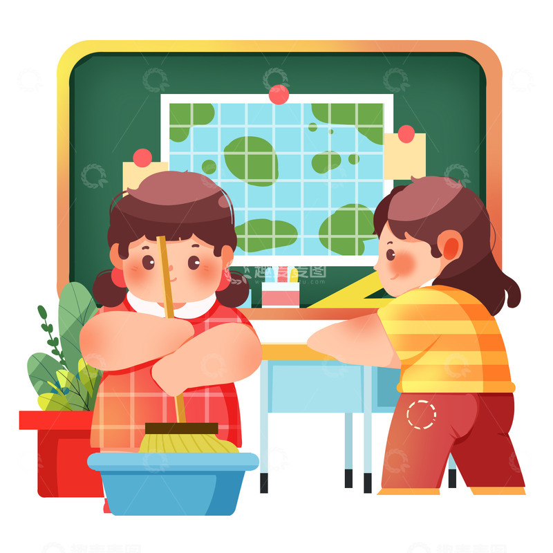 五一劳动节学生整理打扫教室