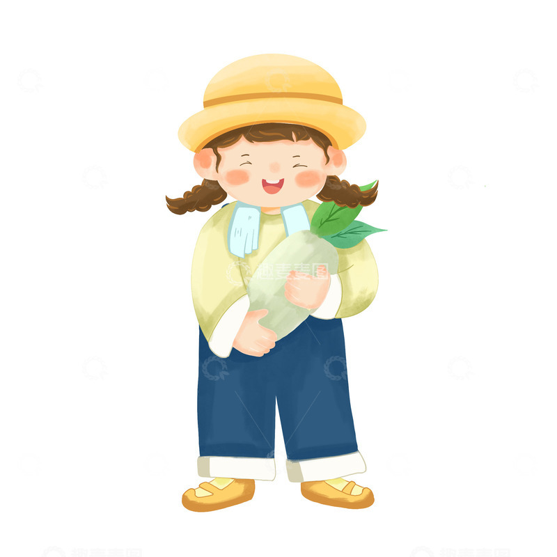 源文件下载【趣麦麦图】劳动节丰收收获农民儿童手绘卡通