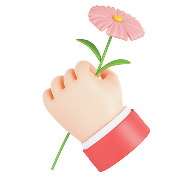 3D手拿康乃馨粉色鲜花