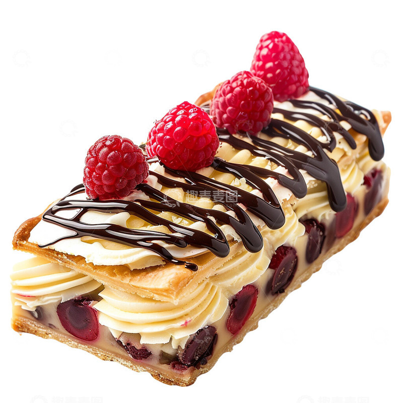 高清大图下载【趣麦麦图】树莓拿破仑蛋糕