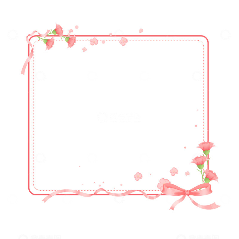 母亲节粉色康乃馨矩形边框