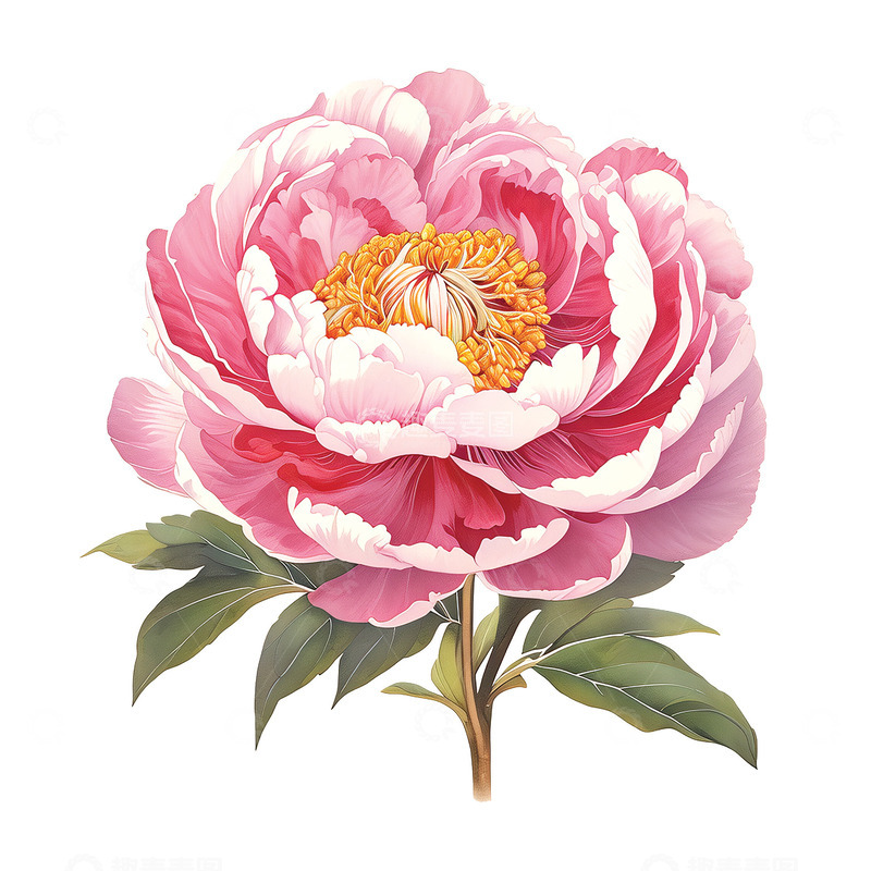 高清大图下载【趣麦麦图】牡丹花卉中国风工笔画